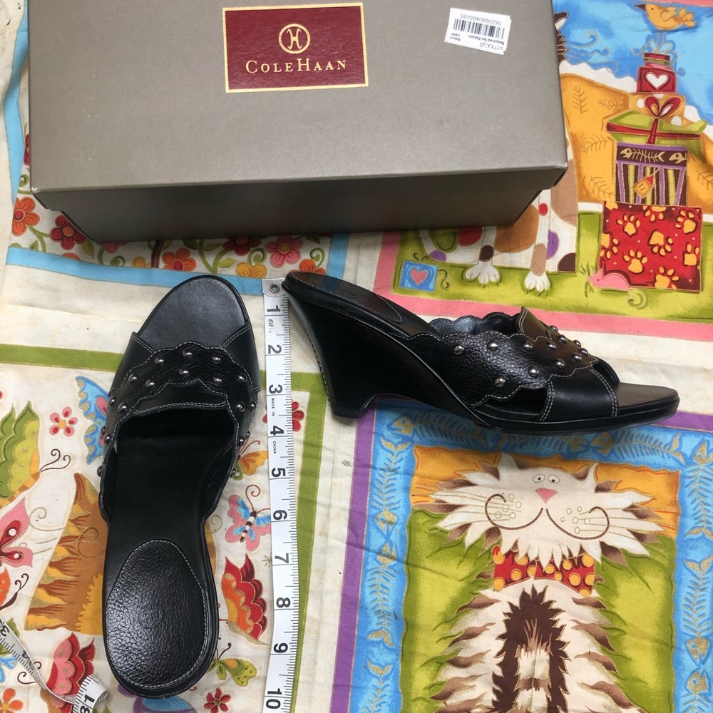 Cole Haan Black Heeled Wedged Sandals Size 6